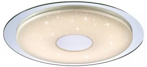 Flush Flush Ceiling Light 45cm Round 18W LED, 2700-6500K, 1680lm, Remote Silver, Frosted Acrylic, Polished Chrome