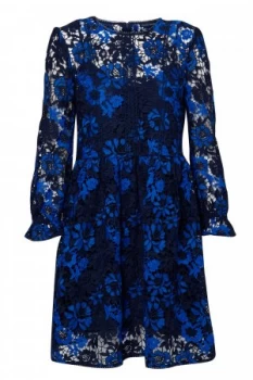 French Connection Musea Lace Flared Dress Blue