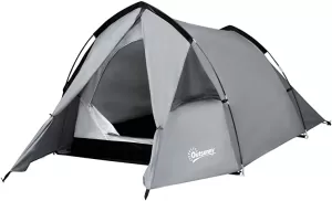 Outsunny Camping Dome Tent Double Layer Backpacking Tent Large for 1-2 Person with Weatherproof Vestibule Windows Lightweight for Fishing, Hiking