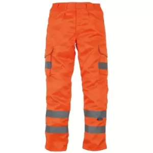 Mens Hi-Vis Cargo Trousers With Knee Pad Pockets (40in Reg) (Orange) - Orange - Yoko