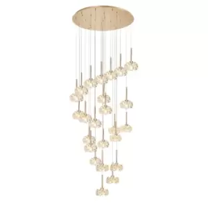 Salisbury 24 Light G9 5m Round Multiple Ceiling Pendant With French Gold And Crystal Shade