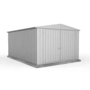 Absco 10x15ft Utility Workshop Apex Metal Shed - Zinc