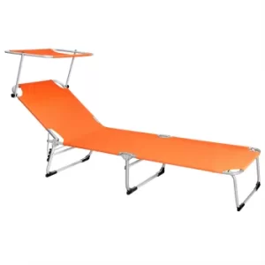 Sun Lounger Hawaii Orange Aluminium 195x60x30cm with Suin Shade