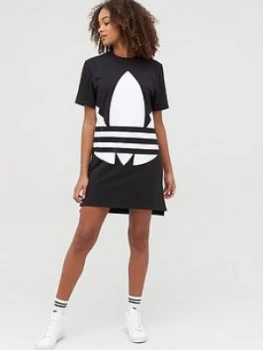 adidas Originals Large Logo T-Shirt Dress - Black, Size 6, Women