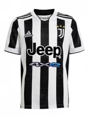 adidas Juventus Youth Home 20/21 Shirt, White/Black, Size 9-10 Years