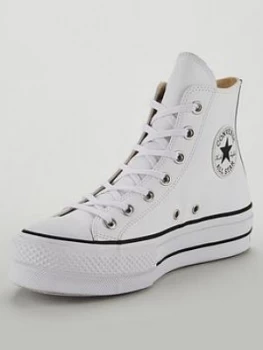 Converse Covnerse Chuck Taylor All Star Leather Lift Platform Hi, White/Black, Size 7, Women