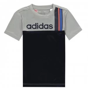 adidas Stripe T-Shirt Junior Boys - Grey/Nvy/Blu/Re