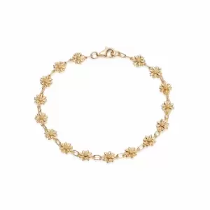 Daisy London Jewellery 925 Sterling Silver and 18ct Gold Plate Sixteen Bellis Daisy Chain Bracelet 18ct Gold Plate