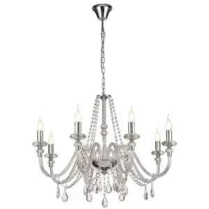 Chandelier Ceiling Pendant, 8 Light E14, Polished Chrome, Clear Glass, Crystal, (ITEM REQUIRES CONSTRUCTION, CONNECTION) - Luminosa Lighting