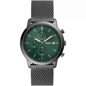 Fossil Mens Minimalist Chronograph Stainless Steel Mesh Watch - Smoke