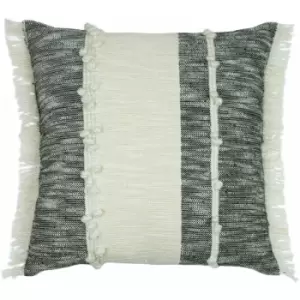 Furn Otto Knotted Loop Stitch 100% Cotton Cushion Cover, Black/Natural, 45 x 45 Cm