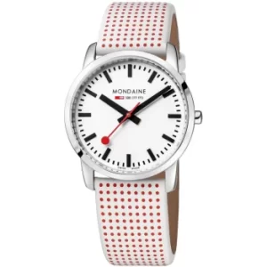 Mondaine Simply Elegant Quartz White Dial Polka Dot Leather Strap Ladies Watch A400.30351.11SBA