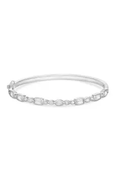 Sterling Silver 925 Cubic Zirconia Besel Set Stone Bangle Bracelet