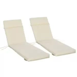 Outsunny Set of 2 Sun Lounger Cushion - 196 x 55cm - Off-white