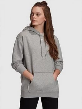 adidas Originals Trefoil Essentials Hoodie - Grey, Medium Grey Heather, Size 20, Women