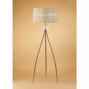 Floor lamp Loewe 3 Bulbs E27, antique brass with bronze shade