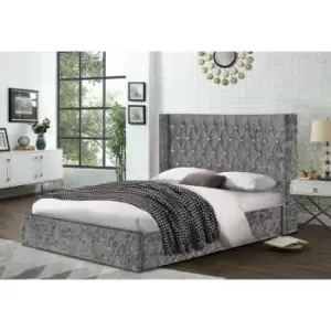 Eniya Bed Small Double Crush Velvet Grey