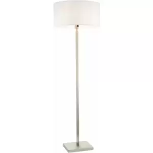 Loops - Floor Lamp Light Matt Nickel & Vintage White Fabric 60W E27 Base & Shade