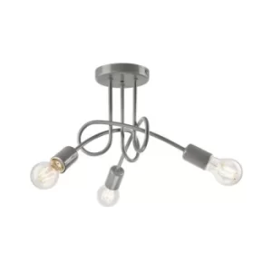 Camilla Multi Arm Semi Flush Ceiling Light Gray, 3x E27