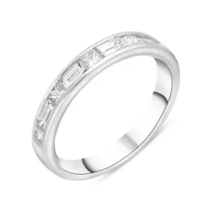 Platinum 0.93ct Diamond Princess and Baguette Cut Channel Set Half Eternity Ring