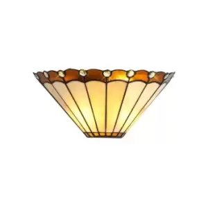 Tiffany Wall Lamp, 2 x E14, Amber, Crystal - Luminosa Lighting