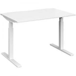 Elev8 Rectangular Sit Stand Single Desk with White Melamine Top and White Frame 2 Legs Touch 1200 x 800 x 675 - 1300 mm