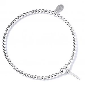 Initial I Charm with Sterling Silver Ball Bead Bracelet