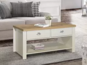 Birlea Highgate Cream and Oak Effect 2 Drawer Coffee Table Flat Packed