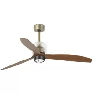 Faro deco - LED Gold, Wood Ceiling Fan with dc Smart Motor - Remote Included, 3000K