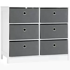 Homcom 6 Fabric Pull Out Drawer Storage Dresser White And Grey