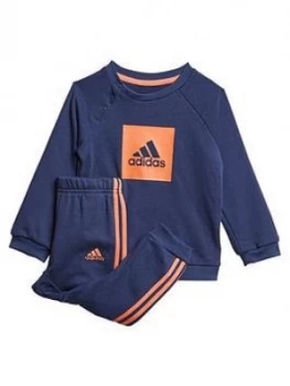 Adidas Infant 3 Stripe Logo Crew Set - Navy