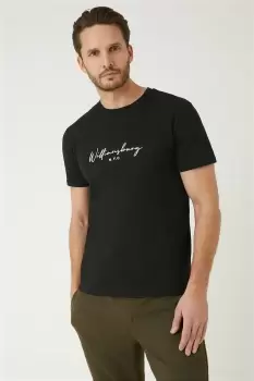 Black Short Sleeve Williamsburg Print T-Shirt