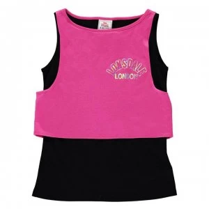 Lonsdale Layer Vest Junior Girls - Magenta/Black