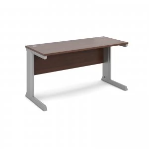 Vivo Straight Desk 1400mm x 600mm - Silver Frame Walnut Top