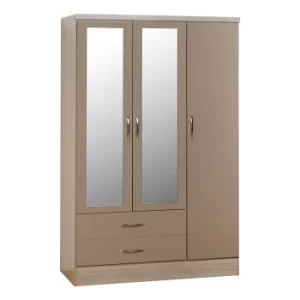 Nevada Triple Mirrored Wardrobe Oyster