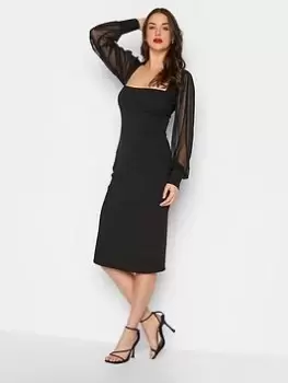 Long Tall Sally Black Mesh Sleeve Dress, Black, Size 20, Women