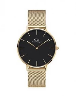 Daniel Wellington Evergold Black 36Mm Dial Gold Stainless Steel Mesh Strap Watch