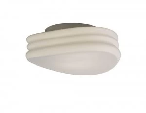 Flush Ceiling, Wall 2 Light E27 Medium, Frosted White Glass