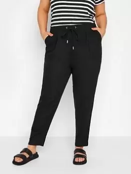 Yours Linen Joggers - Black, Size 16, Women