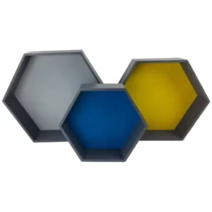 Set of 3 Wooden Hexagon Shelves