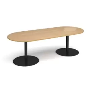 Eternal radial end boardroom table 2400mm x 1000mm - Black base and oak top