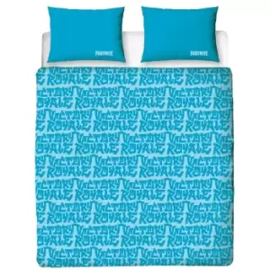 Fortnite Victory Royale Reversible Duvet Cover Set (Single) (Blue/White)