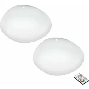 Loops - 2 pack Wall Flush Ceiling Light White Shade White Plastic Crystal Effect LED 24W