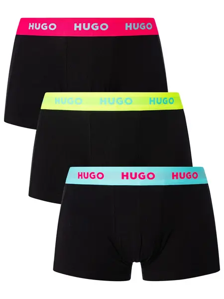 HUGO 3 Pack Trunks Black (Blue/Yellow/Pink) L