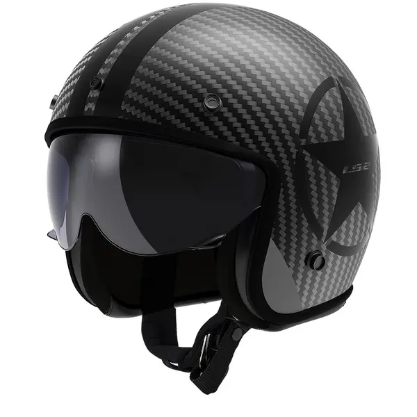 LS2 OF601 Bob II Carbon Star Black 06 Jet Helmet Size S