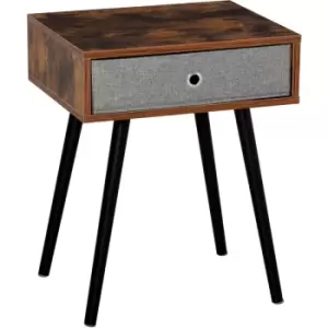 Rustic Chic End Side Table with Fabric Drawer Wooden Legs Living Room - Homcom