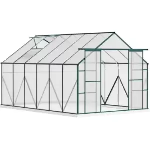 Outsunny 8x12ft Polycarbonate Walk-in Greenhouse Outdoor w/ Double Sliding Door