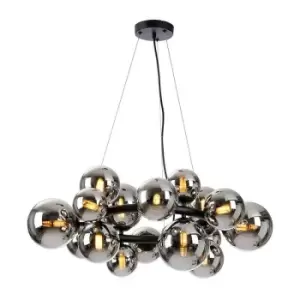 Luminosa Marshall Circular Ceiling Pendant, 16 Light G9, Satin Black, Chrome Plated Glass