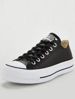 Converse Chuck Taylor All Star Platform Lift Clean Leather Ox - Black/White, Size 7, Women