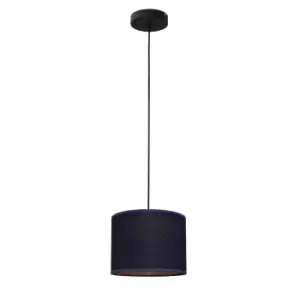 Abba Cylindrical Pendant Ceiling Light Dark Blue, Gold, Black 20cm